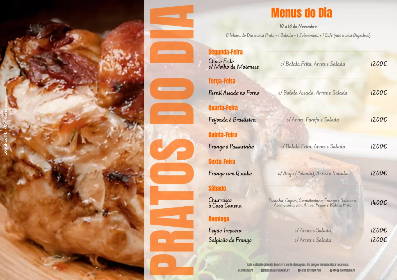 Ementa desta Semana: 10 a 16 de Novembro