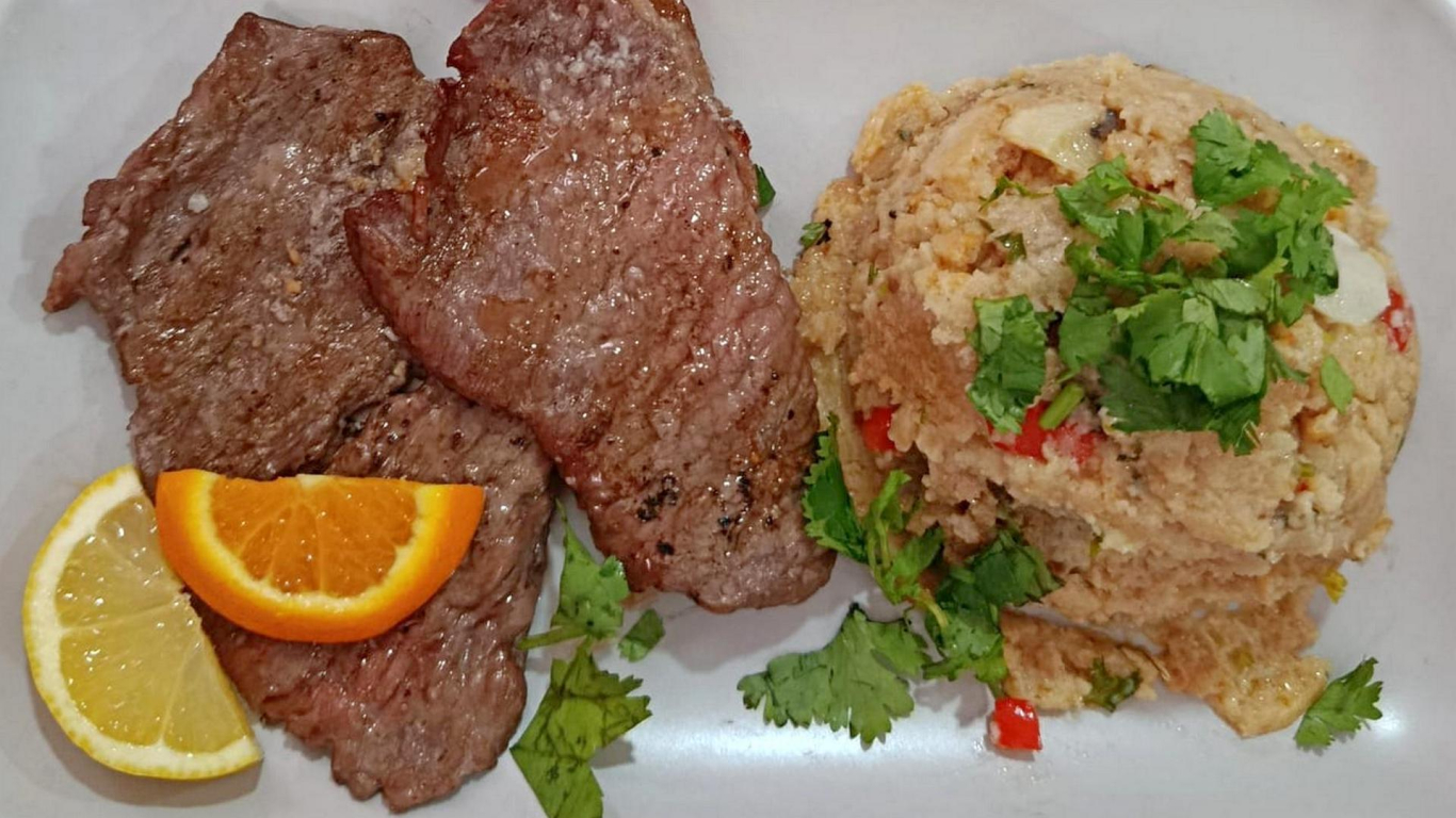Picanha Grelhada com Migas Alentejanas
